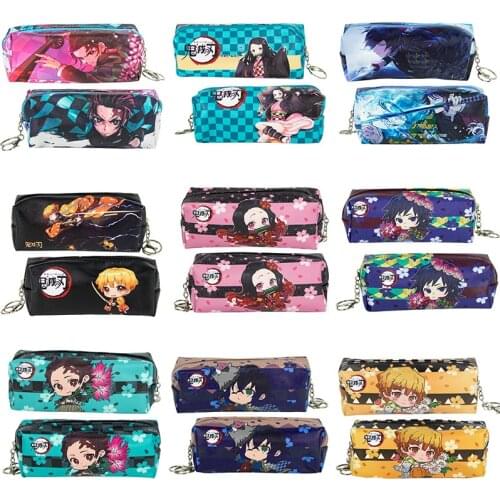 Anime Demon Slayer Kimetsu no Yaiba Rengoku Kyoujurou PU Leather Pencil Pen Cases Bags