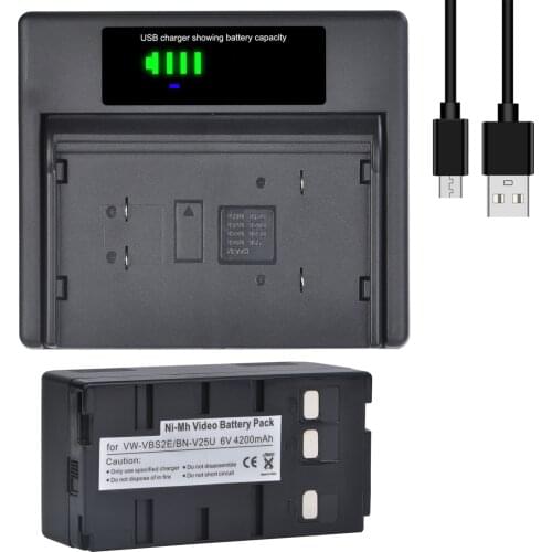 Batmax BN-V25U VW-VBS2E Battery+LED Charger for JVC BN-V22U, BN-V24U, GR-AW1, for Panasonic PV-BP15 NV-3CCD1 NV-61 NV-63 PV-10