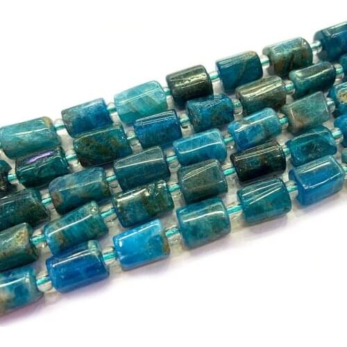 6x8mm Natural Blue Apatite Stone Beads 15‘’ Column Barrel DIY Loose Beads For Jewelry Making Beads Bracelet Necklace Women Gift