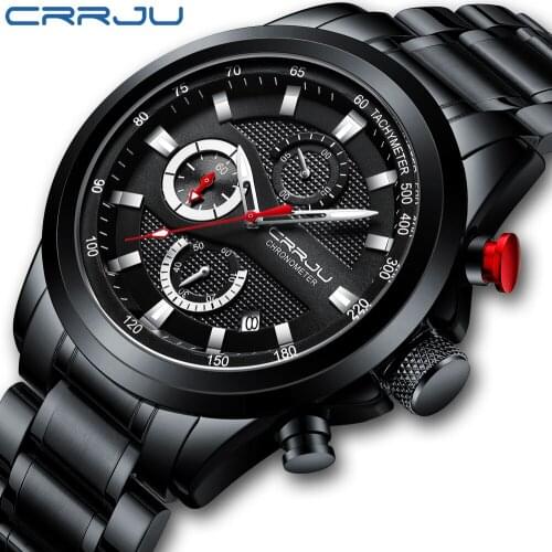 CRRJU Fashion men watches Top Brand Luxury Business Wristwatch Waterproof Chronograph Date Sport quartz watch Relogio Masculino