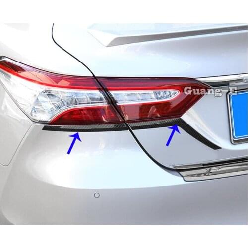 For Toyota New Camry XV70 2017 2018 2019 2020 Car Carbon Fibre Rear Tail Eyebrow Light Lamp Frame Stick Cover Trim 4pcs