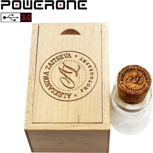 POWERONE usb flash drive USB 3.0 wishing bottle 4GB 16GB 32GB 64GB 128GB floating bottle memory stick free for custom logo
