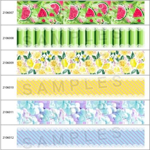 Fruit Floral Stripe Printing Design 50 Yards Grosgrain Ribbon Decoration