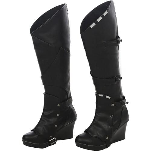 Gamora Cosplay Costume Shoes Gamora Boots Women Wedge Heel Boots for Halloween Carnival Party