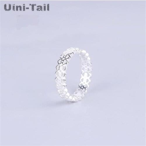 Uini-Tail hot new925 sterling silver lace open ring Korean version of the simple tide joint ring fashion trend wild high quality