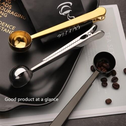 304 stainless steel coffee spoon clip milk powder measuring spoon multifunctional sealing clip coffee bean sealing clip
