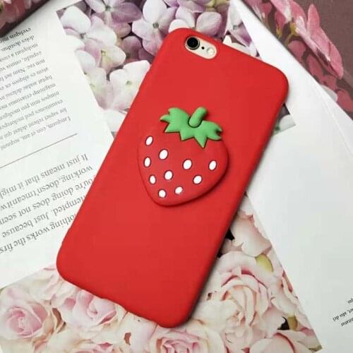 Lovely Strawberry Case for iPhone 11 Pro X XR XS Max 4 4s 5 5s SE 5C 6 6s 7 8 Plus Cute Fruits Soft Silicone Phone Cover