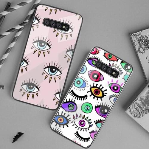 Fashion Evil Eyes Phone Case Tempered Glass For Samsung S20 Plus S7 S8 S9 S10 Plus Note 8 9 10 Plus