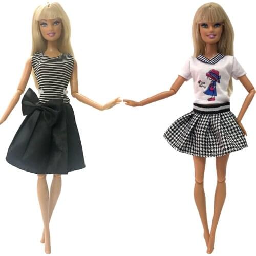 NK 2 Pcs/Set Doll Dress Fashion Skirt Party Clothes Fashion Outfit For Barbie Doll Accessories Child Girls'Gift 01Q 2X