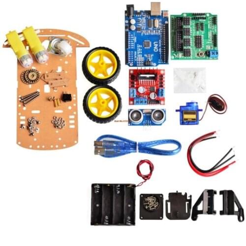 New Avoidance tracking Motor Smart Robot Car Chassis Kit Speed Encoder Battery Box 2WD Ultrasonic module For Arduino kit
