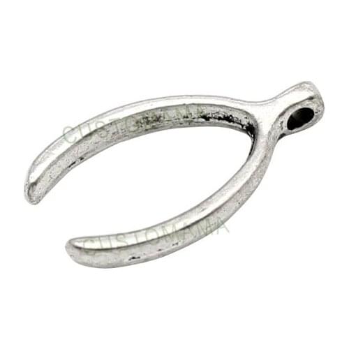150pcs-Wishbone charms, Antique Tibetan Silver 2 Sided Small Wish Bone Charm Pendant 16x9mm