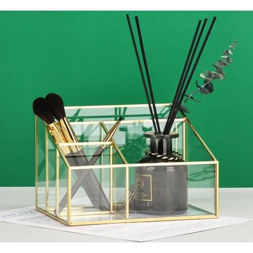 Luxury Clear Glass Makeup Box Cosmetic Storage Box Glass Storage Box Container Lipstick Makeup Organizer Holder