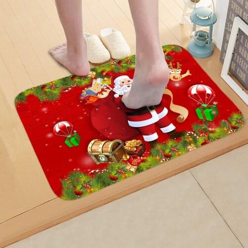 Christmas Doormat Anti-Slip Floor Carpet Outdoor Rug Bathroom Kitchen Door Mat Santa Claus Merry Christmas Decorations For Home