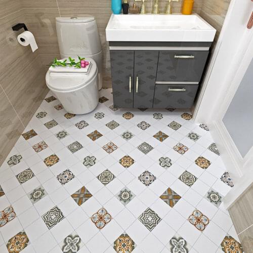 Wokhome 3D Self-adhesive Floor Wallpaper Bathroom Waterproof Stickers Floor Tiles Bedroom Kitchen Floor Non-slip Wall Stickers