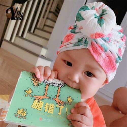 Yundfly Newborn Cute Clover Pattern Donut Hats Fashion Cartoon Print Round Ball Infant Caps Kids Hair Accessories Birthday Gifts