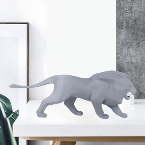 Modern Geometric Resin Lion Statue Abstract Sculpture Home Office Ornaments