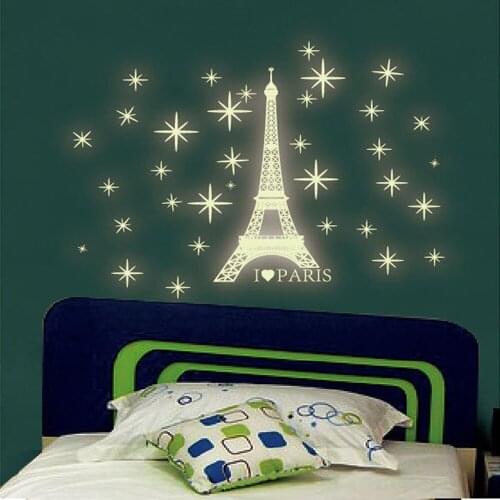 Luminous Wall Sticker Eiffel Tower Diy Wallpaper A Set Kids Bedroom Fluorescent Glow In The Dark Stars Sticker 2021 New #LR3