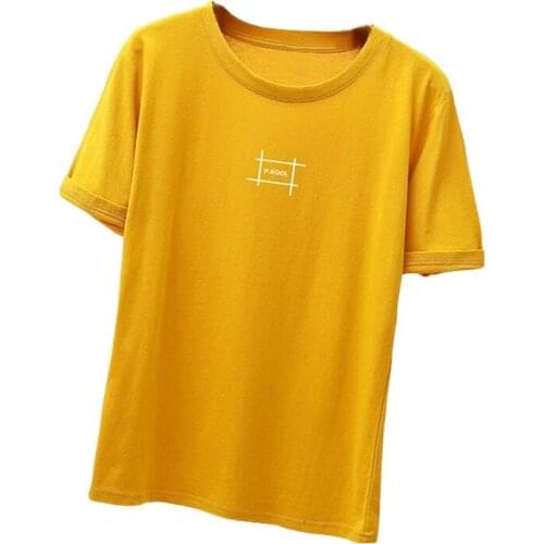 5 colors 100% cotton short-sleeved letter female T-shirt Casual and comfortable daily wear