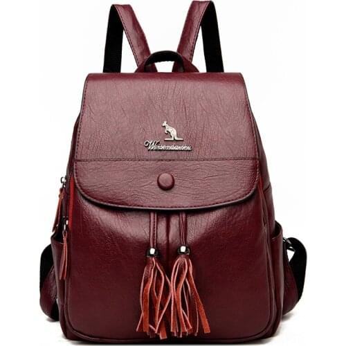 Retro High Quality Sheepskin Pattern Backpack For Women Luxury Designer Ladies Tassel Bag Large Capacity Travelling Backpacks