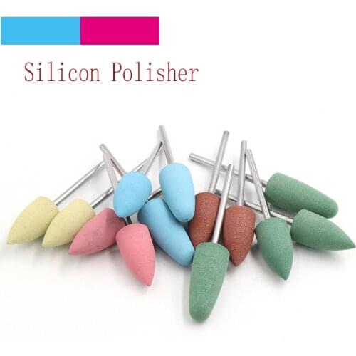 10pcs 2.35mm Shank Silicone Nail Art Polisher Grinding Heads Rubber Silicon Head Electric Grinding Drill Bits Machine Accessory