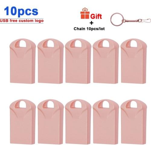 10pcs/lot Metal usb flash drive 64gb 32gb high speed usb 2.0 pendrive silver metal 16gb 8gb 4gb memoria cle usb flash free logo