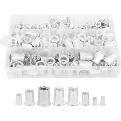 175Pcs M3 M4 M5 M6 M8 M10 M12 Aluminum Rivet Nut Insert Accessory Set Equipped With A Box For Storage