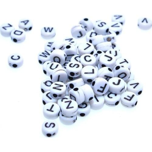 200 pcs/lot 7mm Random Letter Charm Acrylic Spacer Beads Toys Wooden Beads For Children Smooth Jewelry Making DIY Toys