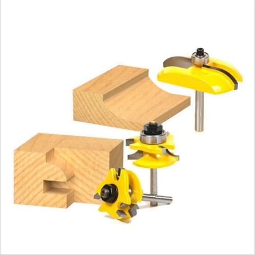 3Pcs 1/4'' Shank Rail & Stile Ogee Blade Cutter Panel Cabinet Router Bits Set Milling cutter Power Tools Door knife Wood Cutter