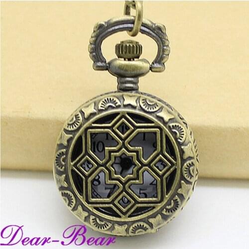 3029) 12pcs/lot Victorian Style Antique Bronze Quartz Pocket Watch Necklace Pendant size 27mm