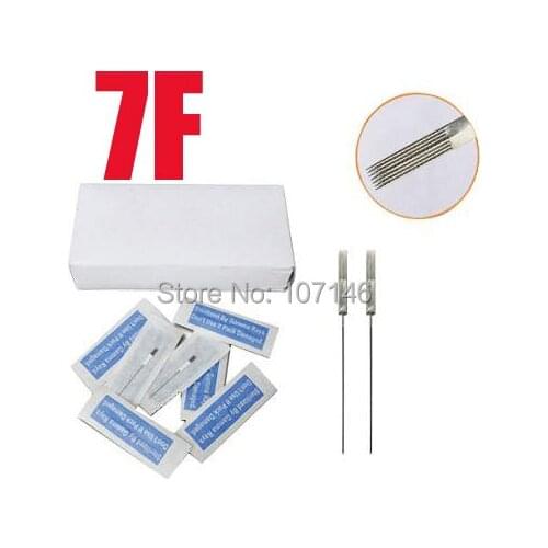 500x 7F Makeup Needles Eyebrow Lips 7 Flat Needle For Permanent Makeup Machine Pen Kits Art Supply CN01