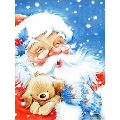 New 5D DIY Santa and Dog Diamond Painting Round Full Drill Christmas Nouveaute Mosaic Embroidery Cross Stitch home decor gifts