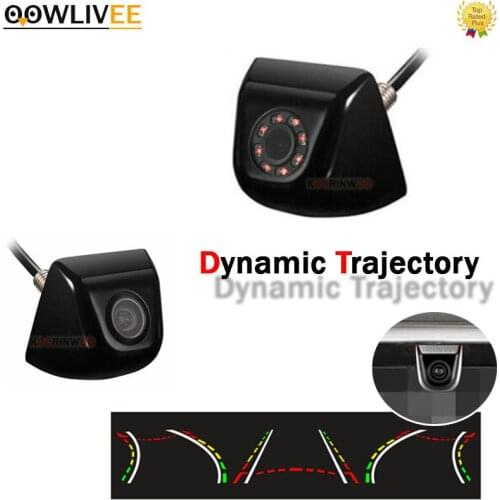 OOWLIVEE Car Parking Dynamic Trajectory Line Wide Angle Rear View Camera Car Reverse Cam Rear RCA Video For Car Navigation Radio