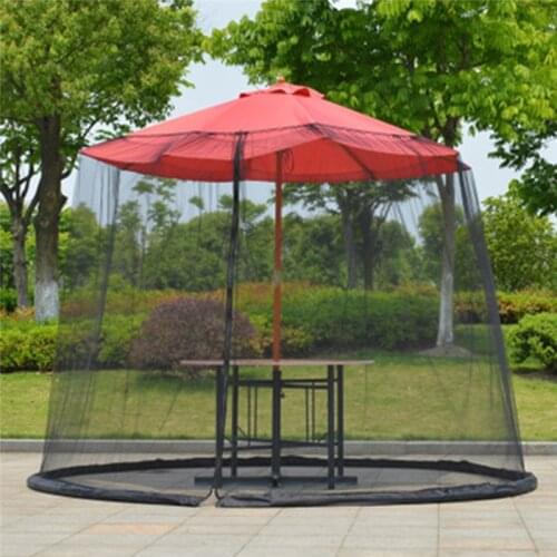 White Outdoor Patio Shade Sun Umbrella Gauze Terrace Table Umbrella Garden Deck Furniture Zipper Mesh Mosquito Net