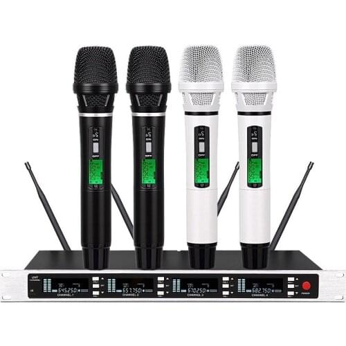 Bolymic 4x100 Channel uhf Microphone Systems Professional Singing School Meeting Party Microphone Handheld