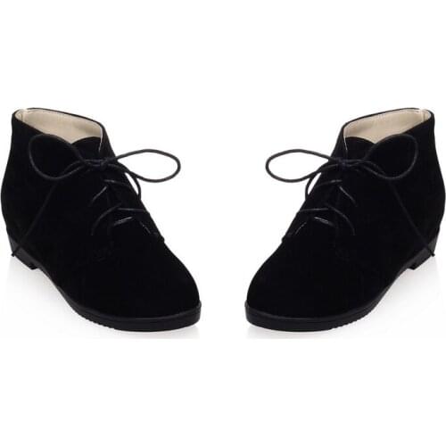 Big Size 9 10 11 12 boots women shoes ankle boots for women ladies boots shoes woman winter Solid color round head cross binding