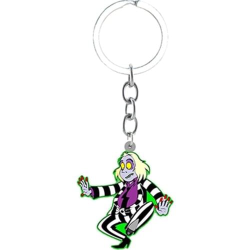 TAFREE Cartoon Beetlejuice Key Chains Epoxy resin Keychain Backpack Schoolbag Pendant Jewelry Keyholder