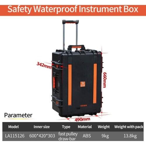 LAOA Instrument Safety Box Waterproof with Wheel Case Trolley Case Instrument Shockproof Toolbox