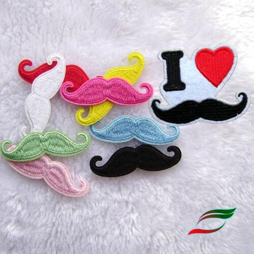 Black, white, red, yellow, blue, green, pink, cute, pure color, mustache, beard, adhesive, decorative, patch, B625
