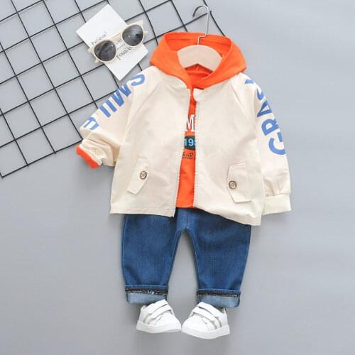 Spring Children Clothes Baby Boys Girls Sport Jacket Hoodies Jeans 3Pcs/Sets Kids Infant Clothing Toddler Sportswear 0-4 Years