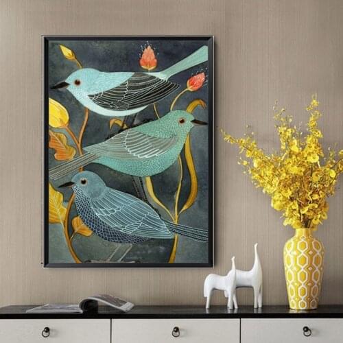 Elegant Animal Nightingale Bird Retro Canvas Creative Art Painting Modern Home Decoration Wall Hanging Painting(No Frame)