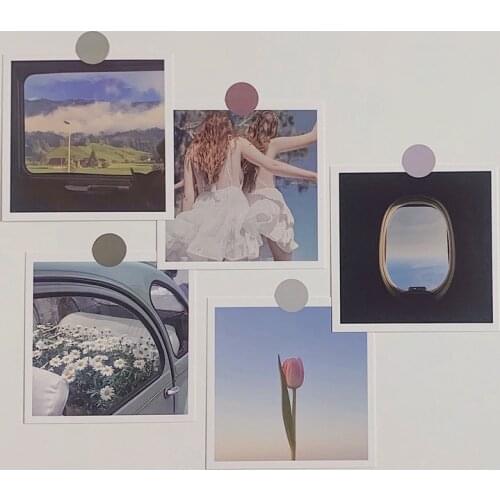 Ins Girl Landscape Tulip Daisy Art Card Simple Style Postcard Small Poster Diy Collocation Room Wall Sticker Decorative Card