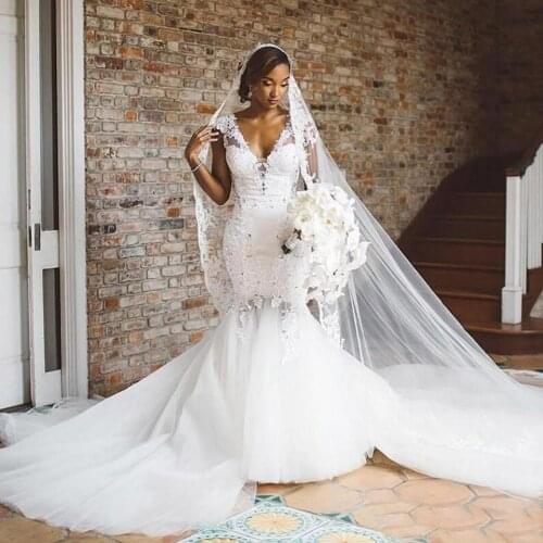 Sparkly African Mermaid Wedding Dresses Off The Shoulder Beaded Crystals Bridal Dresses Plus Size vestido de novia Custo