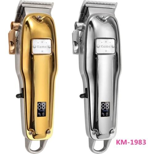 Kemei hair trimmer KM-1983+PG rechargeable hair clipper cordless Professional haircut machine oil head trimmer metal body