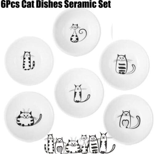 Cute Cat Mini Size Pigments Ceramics Soy Dish Sauce Vinegar Jams Marmalade Dishes Kitchen Small Plate Tableware Novelty Gift Set