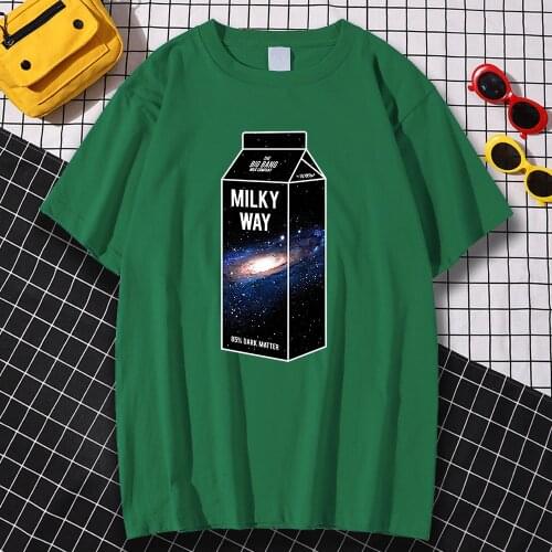 Casual Loose Mens T-Shirts Short Sleeve Breathable Tshirt Milky Way Milk Black Box Print Clothing Oversize Fashion T-Shirt Man