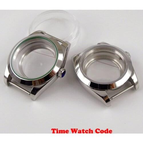 40mm Mens Watch Case Parts 316L full stainless steel Sapphire Glass fit NH35 NH36 automatic movement polished bezel replacement