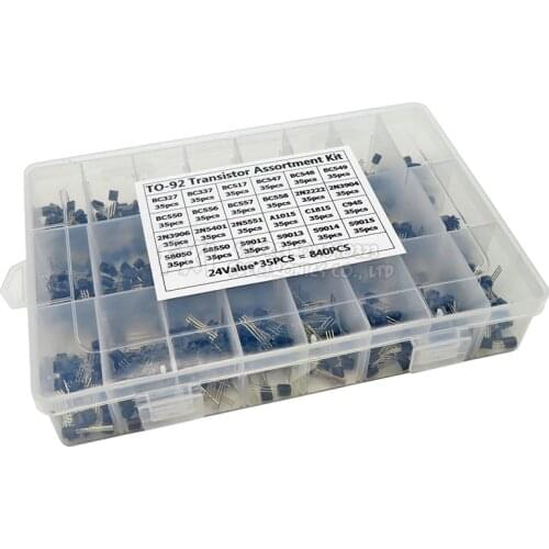 840PCS 24Values TO-92 Transistor Assortment Kit BC327 BC337 BC547 transistor 2N2222 3904 3906 C945 transistors pack