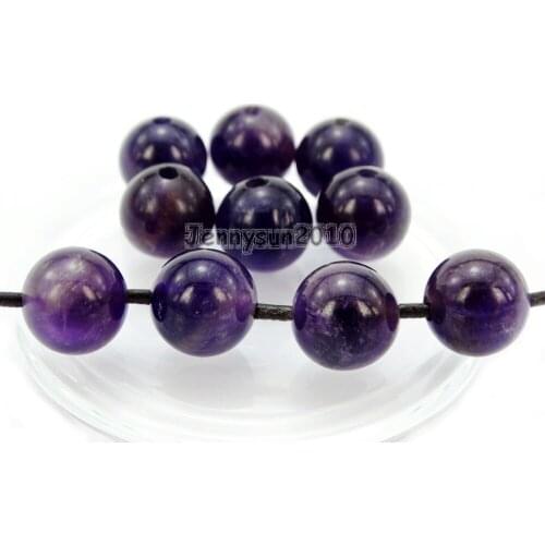 Natural 10mm Ame-thyst Gems Stone (2mm) Big Hole Round Beads for Jewelry Making Crafts 100Pcs/Pack