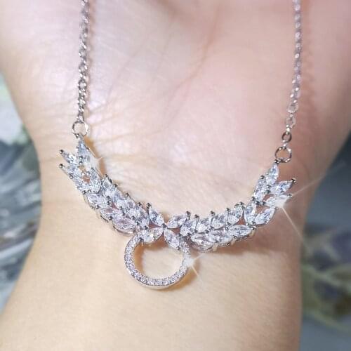 2021New Korea Luxury Temperament Fashion Angel Wing AAAzirconia Necklace for Women Wedding Engagement Accessories for Lover