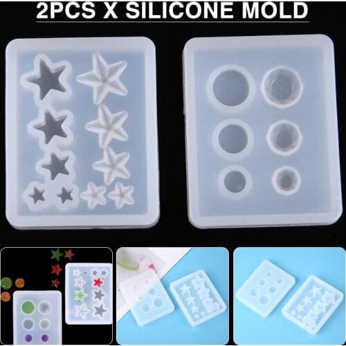 New Durable 2pcs Resin Silicone Mold Star Round Diamond Ring Earring Pendant Epoxy Mold Can Be Used For Home Decoration